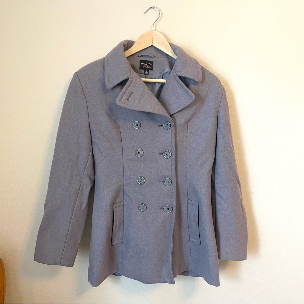 Halston Studio -  Purple/Gray Wool Pea Coat - Size 8